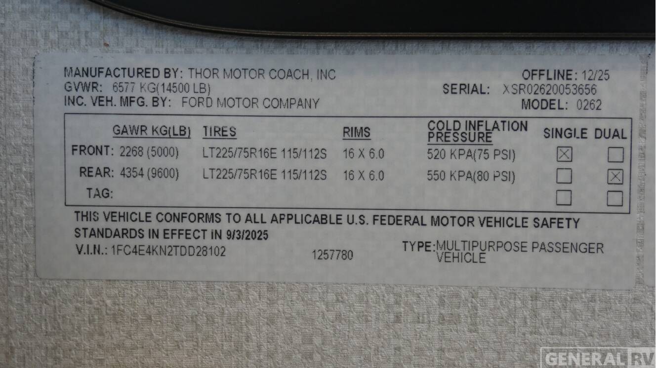 A photo of this 2026 Thor Motor Coach AXIS 26.2