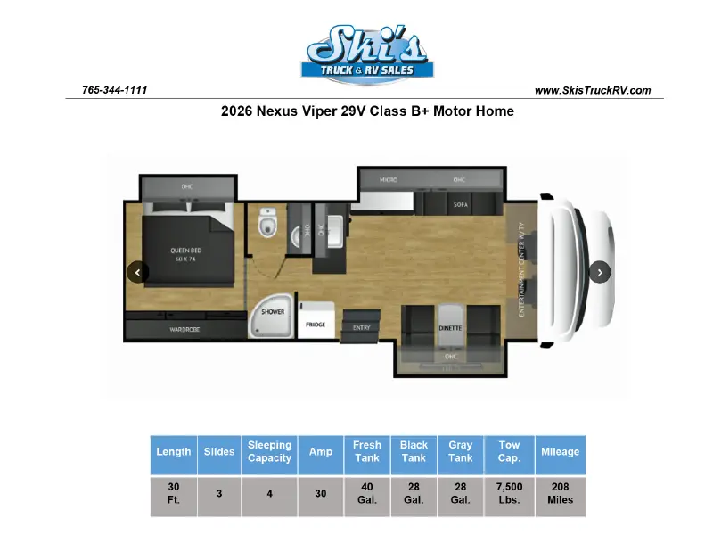 2026 Nexus Viper 29V Class B+ Motor Home