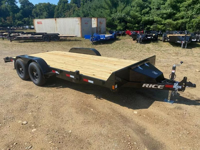 2026 RICE 7x18 Powder Coated 10k Car Hauler w/Slide In Ramps in Loudon, NH