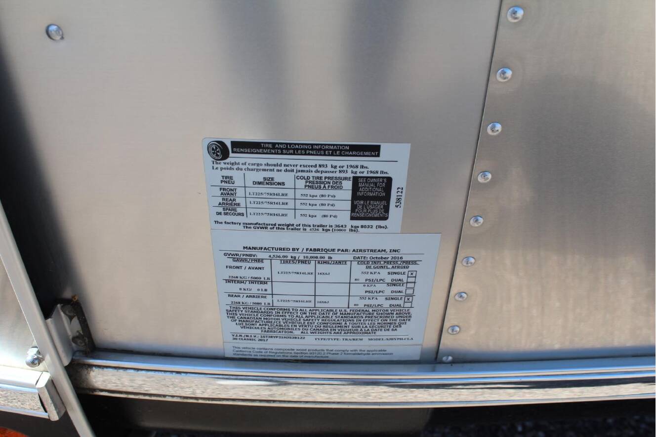 A photo of this 2017 Airstream CLASSIC 30RB