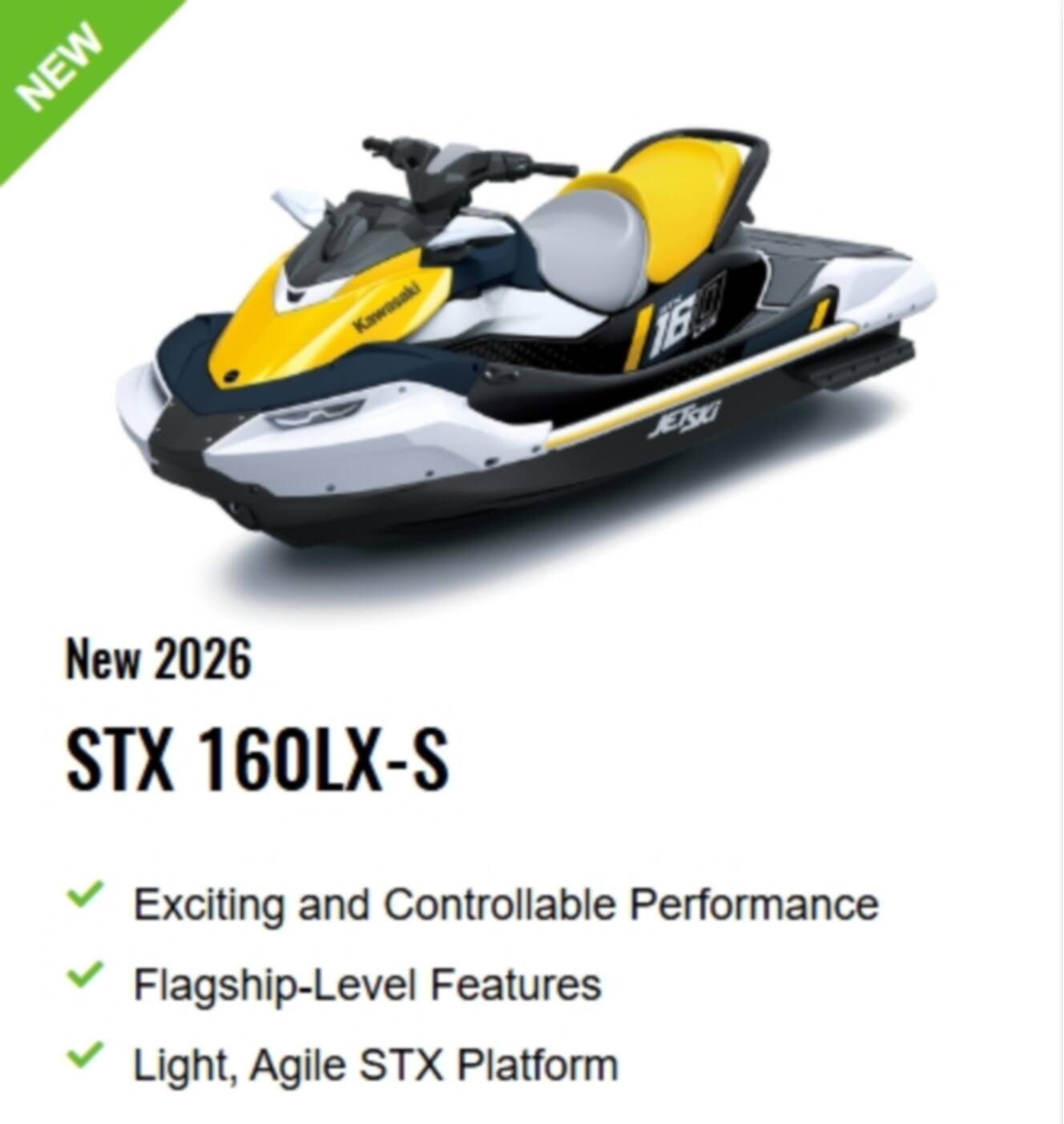 A photo of this 2026 Kawasaki Pwc STX 160LX-S