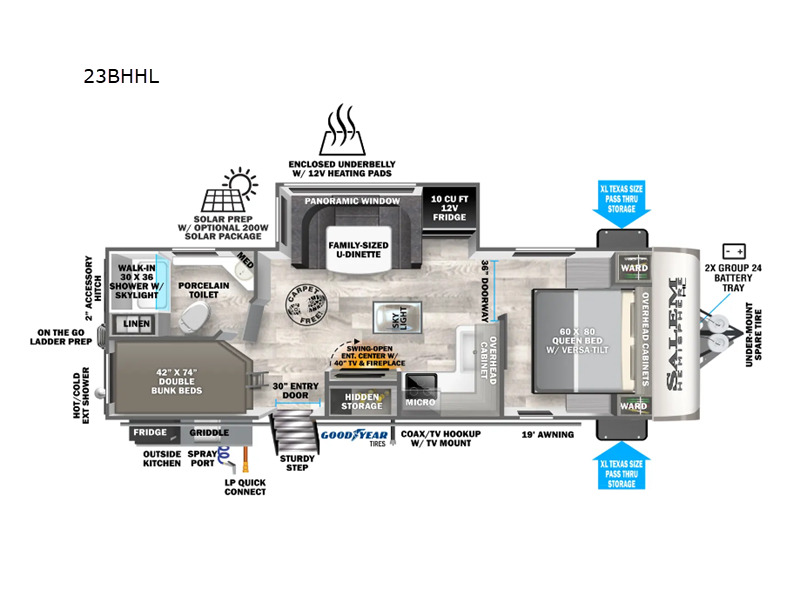 2024 Forest River Rv Salem Hemisphere Hyper-Lyte 23BHHL in middlebury IN