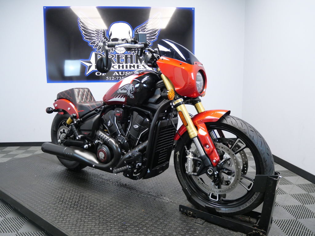 2025 Indian Motorcycle® 101 Scout® Sunset Red Metallic with Graphics BASE in Austin, TX