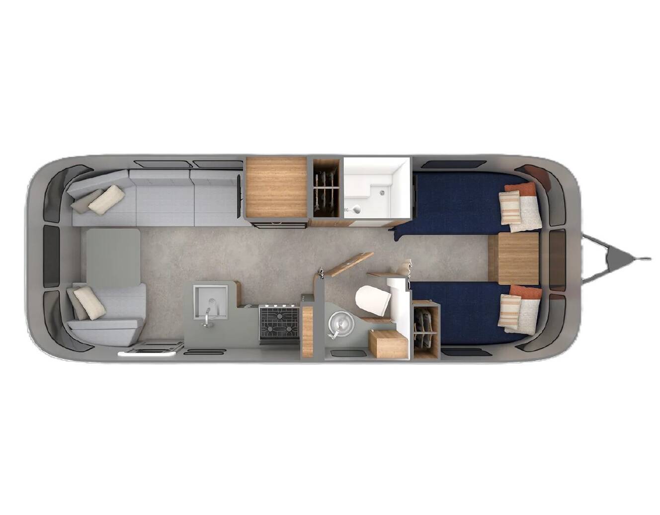 A photo of this 2027 Airstream Trade Wind 27FB Twin