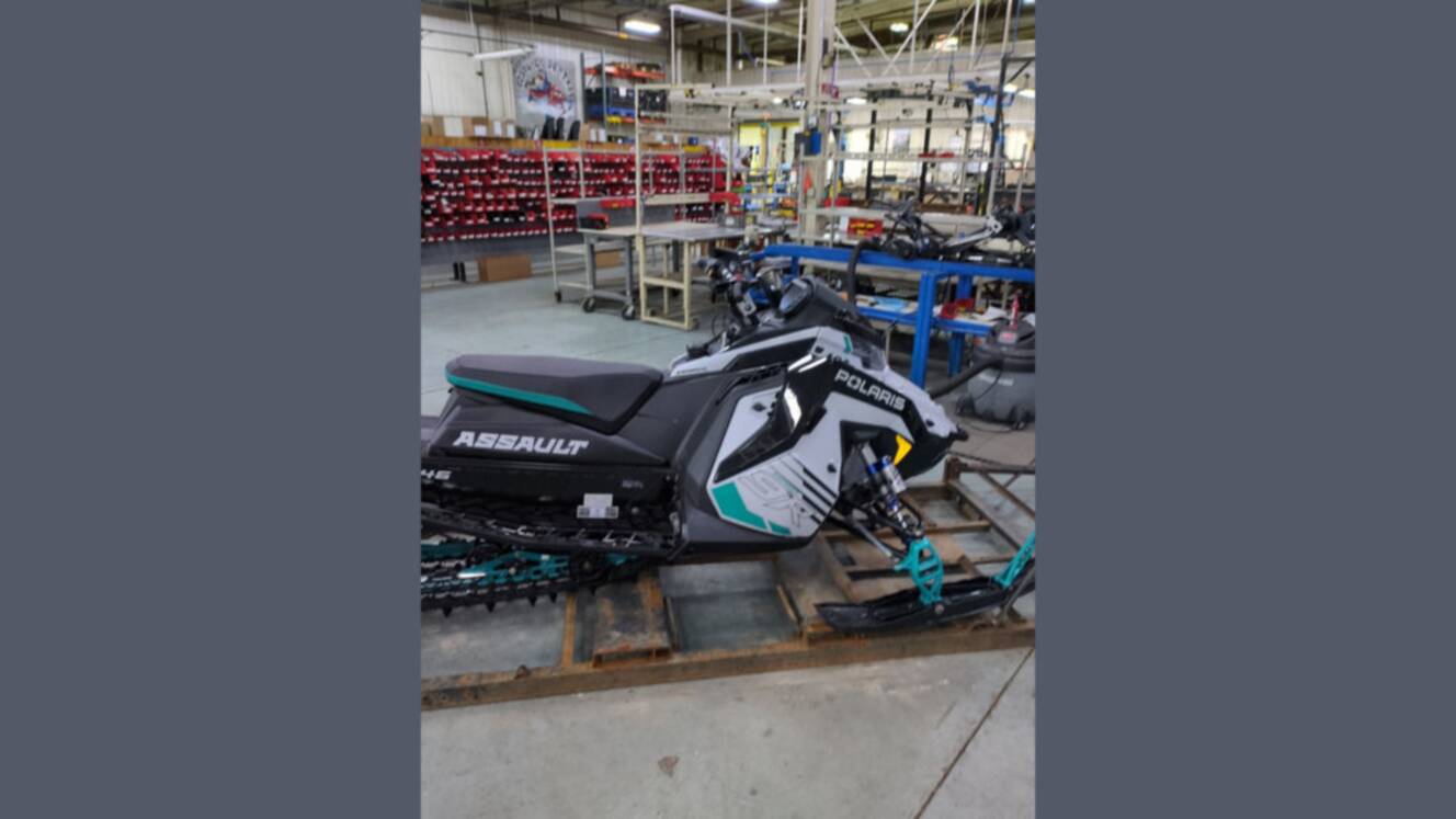 A photo of this 2025 Polaris® 9R Switchback Assault 146 Ghost White Metallic / Gloss 