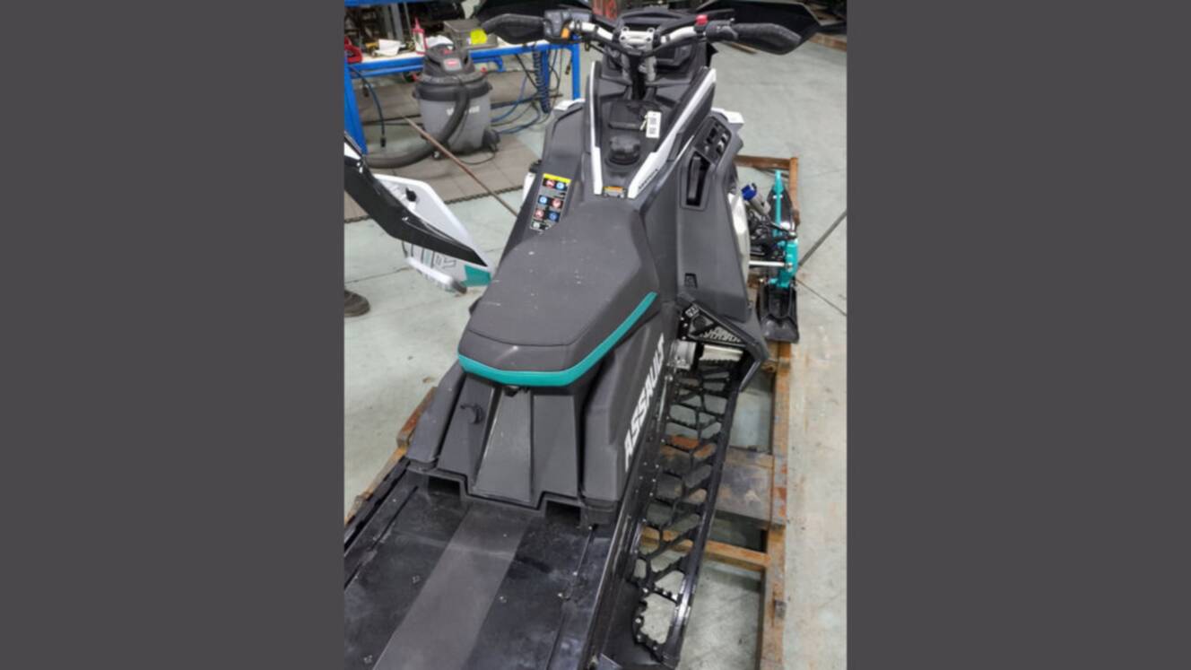 A photo of this 2025 Polaris® 9R Switchback Assault 146 Ghost White Metallic / Gloss 