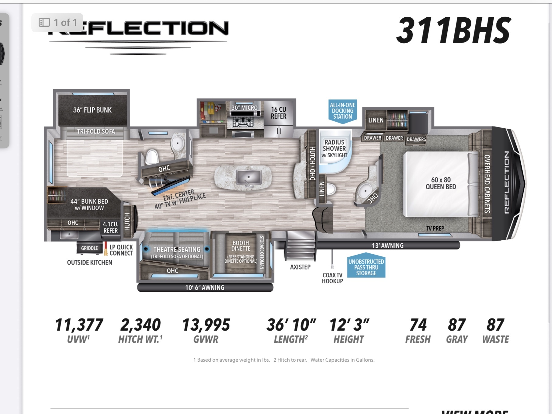 2021 Grand Design REFLECTION 311BHS RV