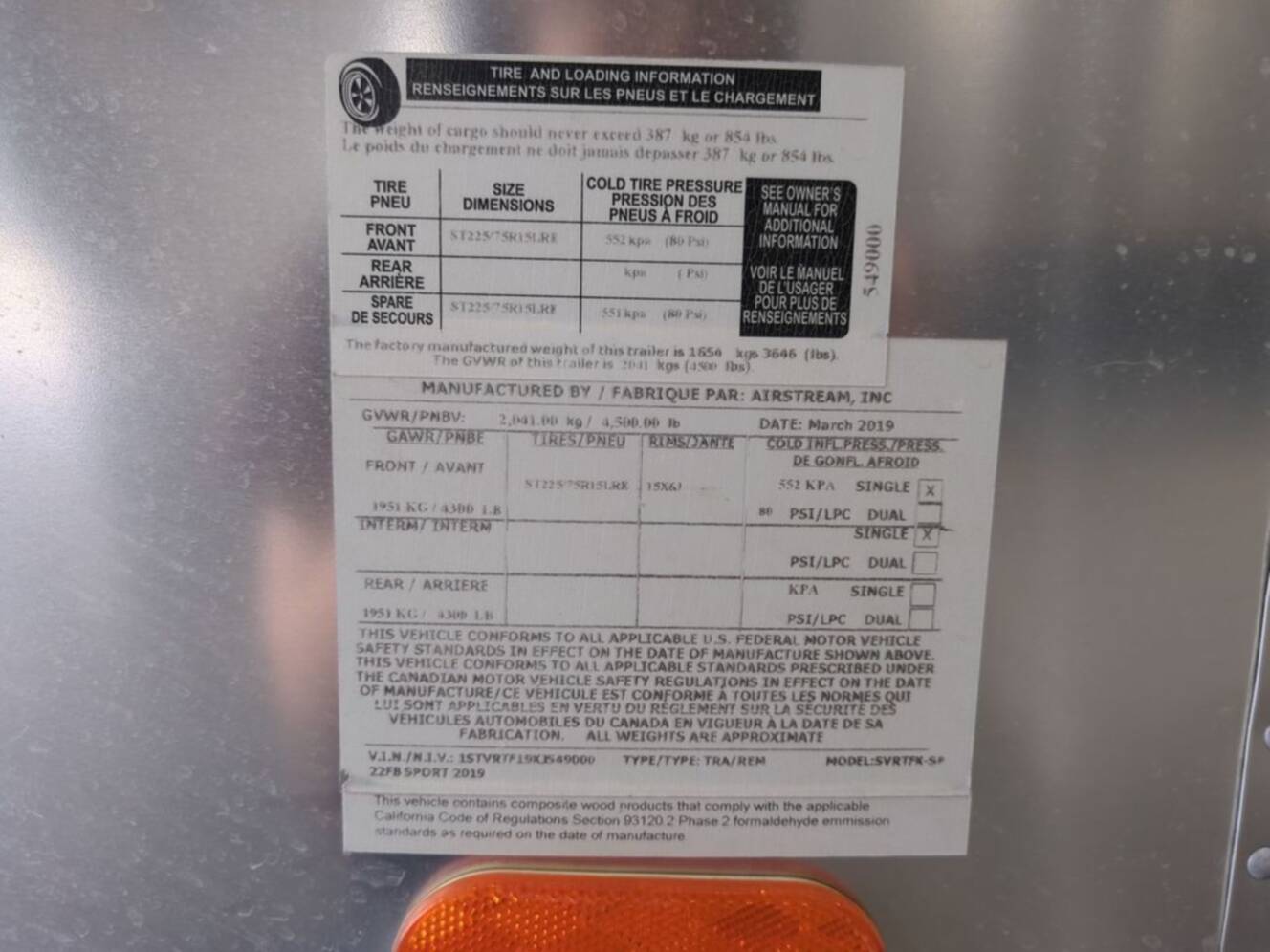 A photo of this 2019 Airstream Sport 22FB