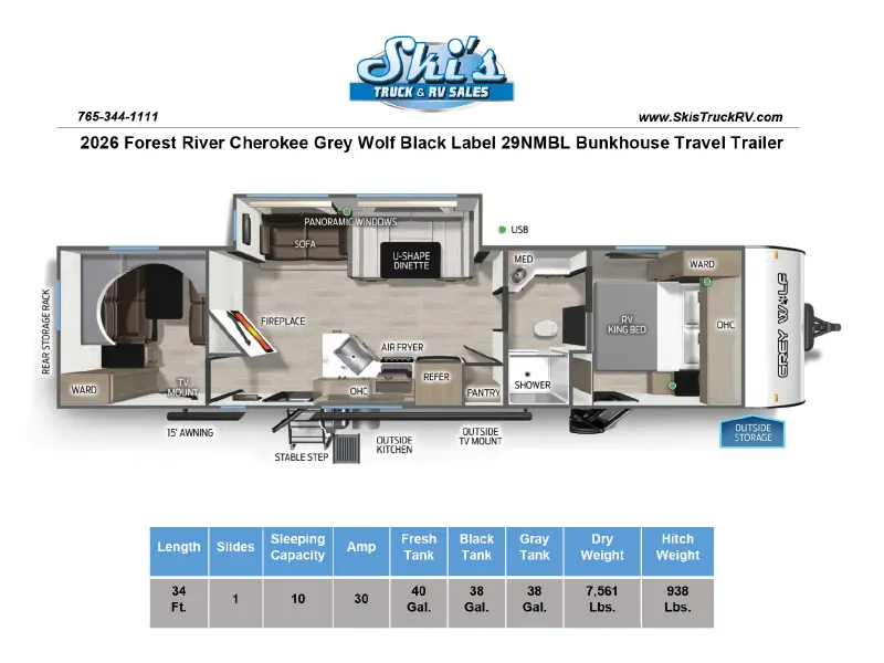 2026 Forest River Grey Wolf Black Label 29NMBL