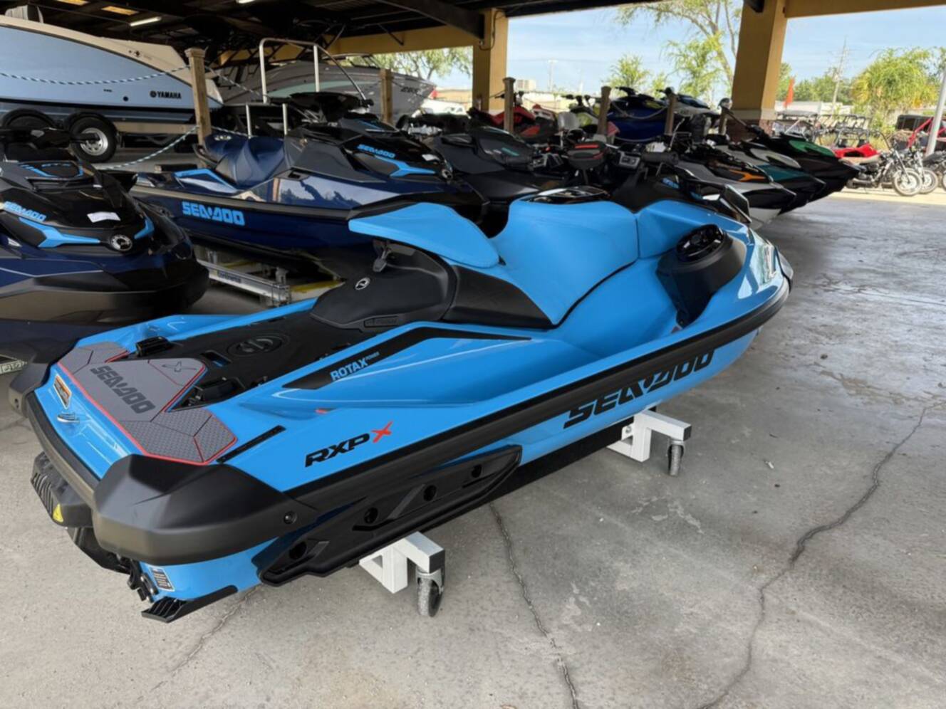 A photo of this 2026 Sea-Doo RXP-X 325 Tech, BRP Premium A, iBR Gulfstream Blue P