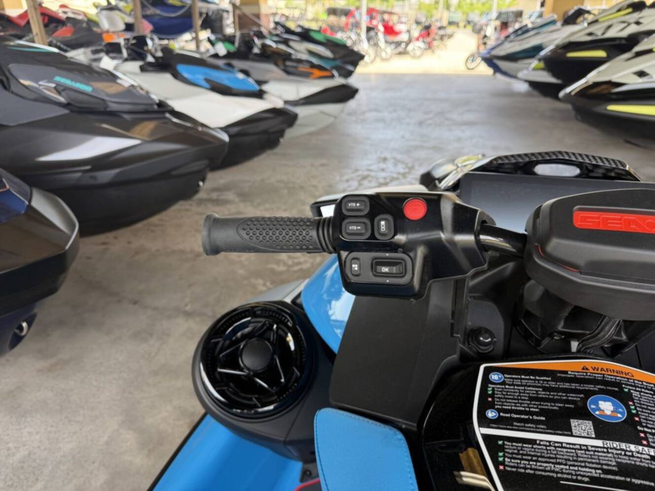 A photo of this 2026 Sea-Doo RXP-X 325 Tech, BRP Premium A, iBR Gulfstream Blue P