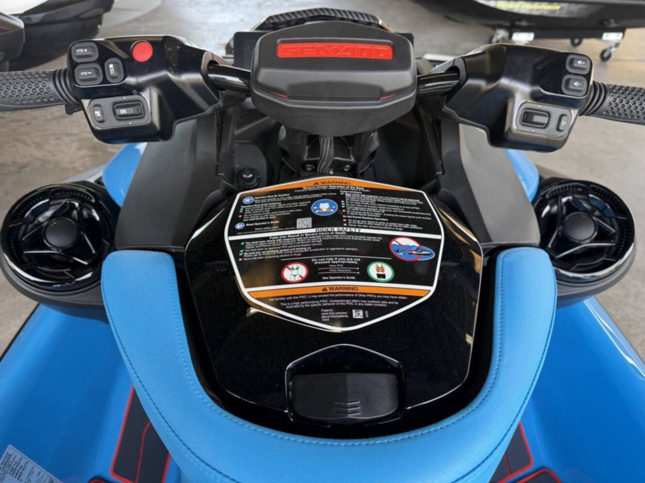 A photo of this 2026 Sea-Doo RXP-X 325 Tech, BRP Premium A, iBR Gulfstream Blue P