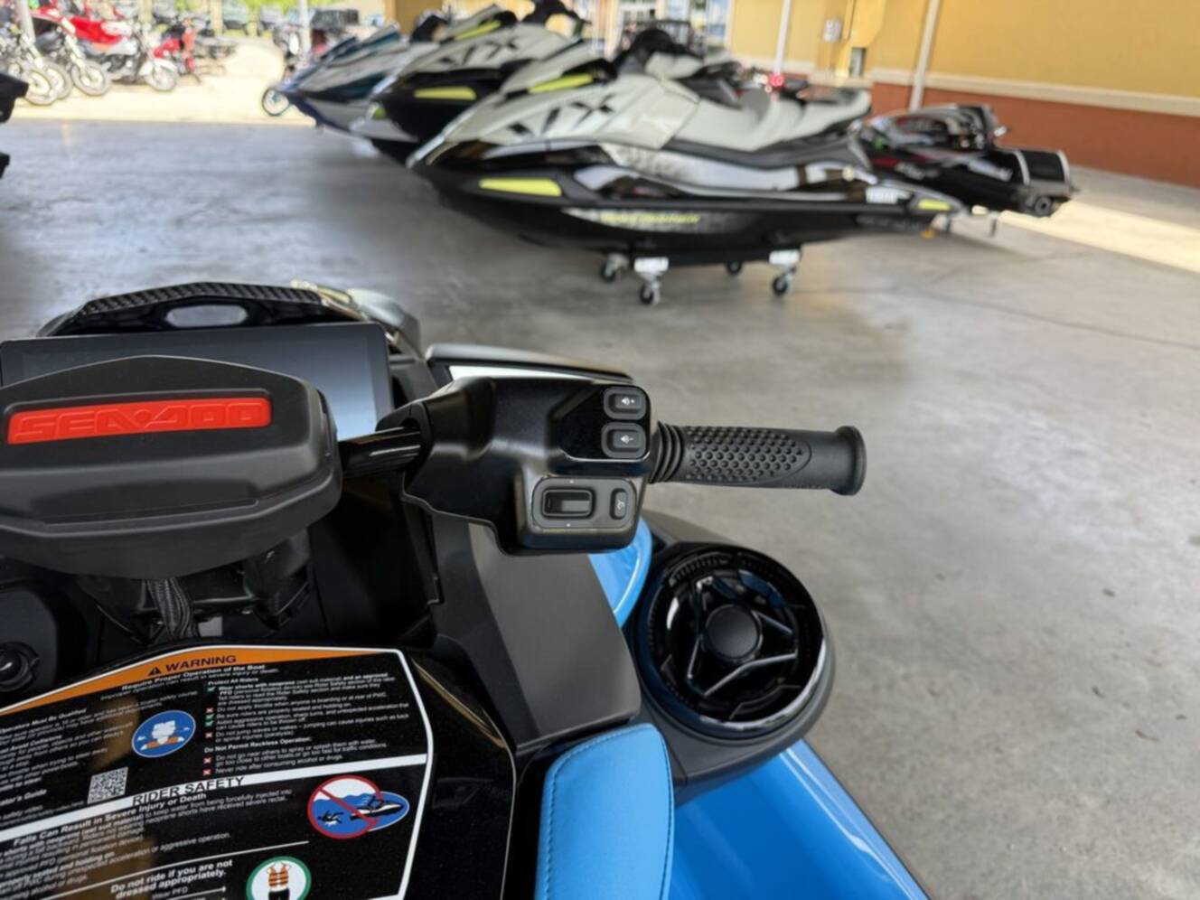 A photo of this 2026 Sea-Doo RXP-X 325 Tech, BRP Premium A, iBR Gulfstream Blue P