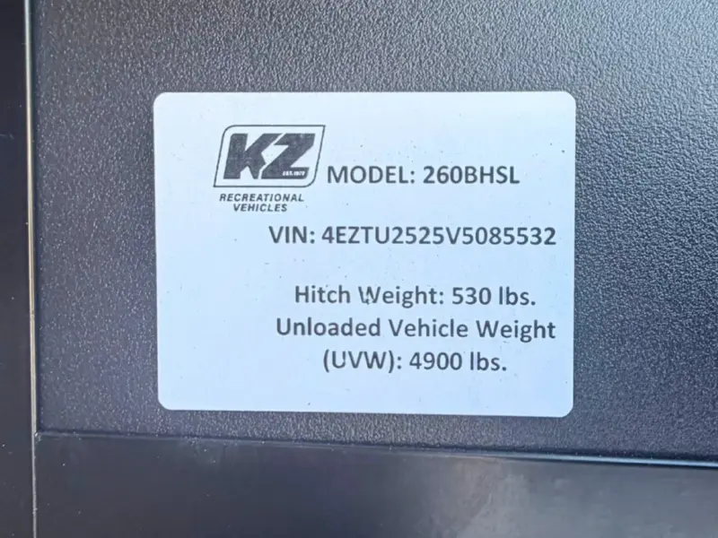 2027 KZ RV Sportsmen Select 260BHSL