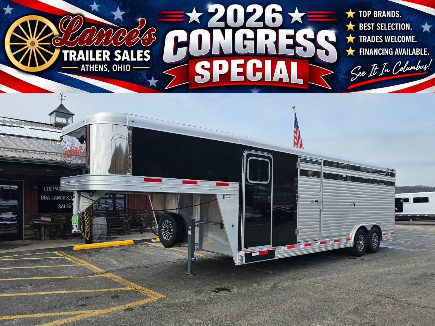 2026 Sooner 24' 2x Side Ramp Show Pen/Livestock Combo Trailer in Athens, OH