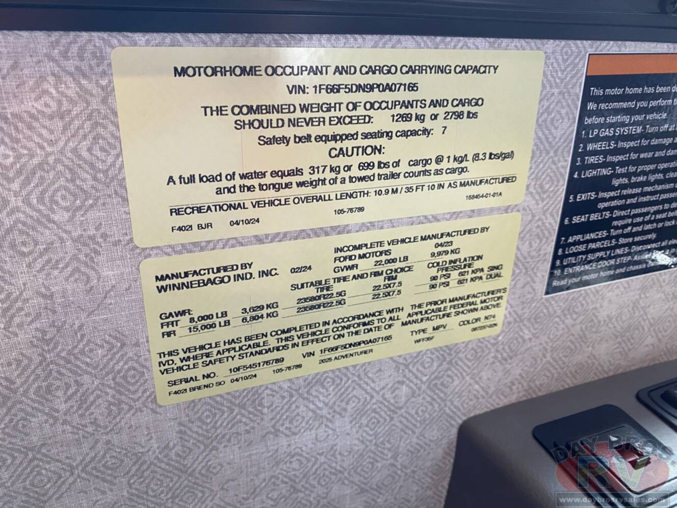 A photo of this 2025 Winnebago Adventurer 35F