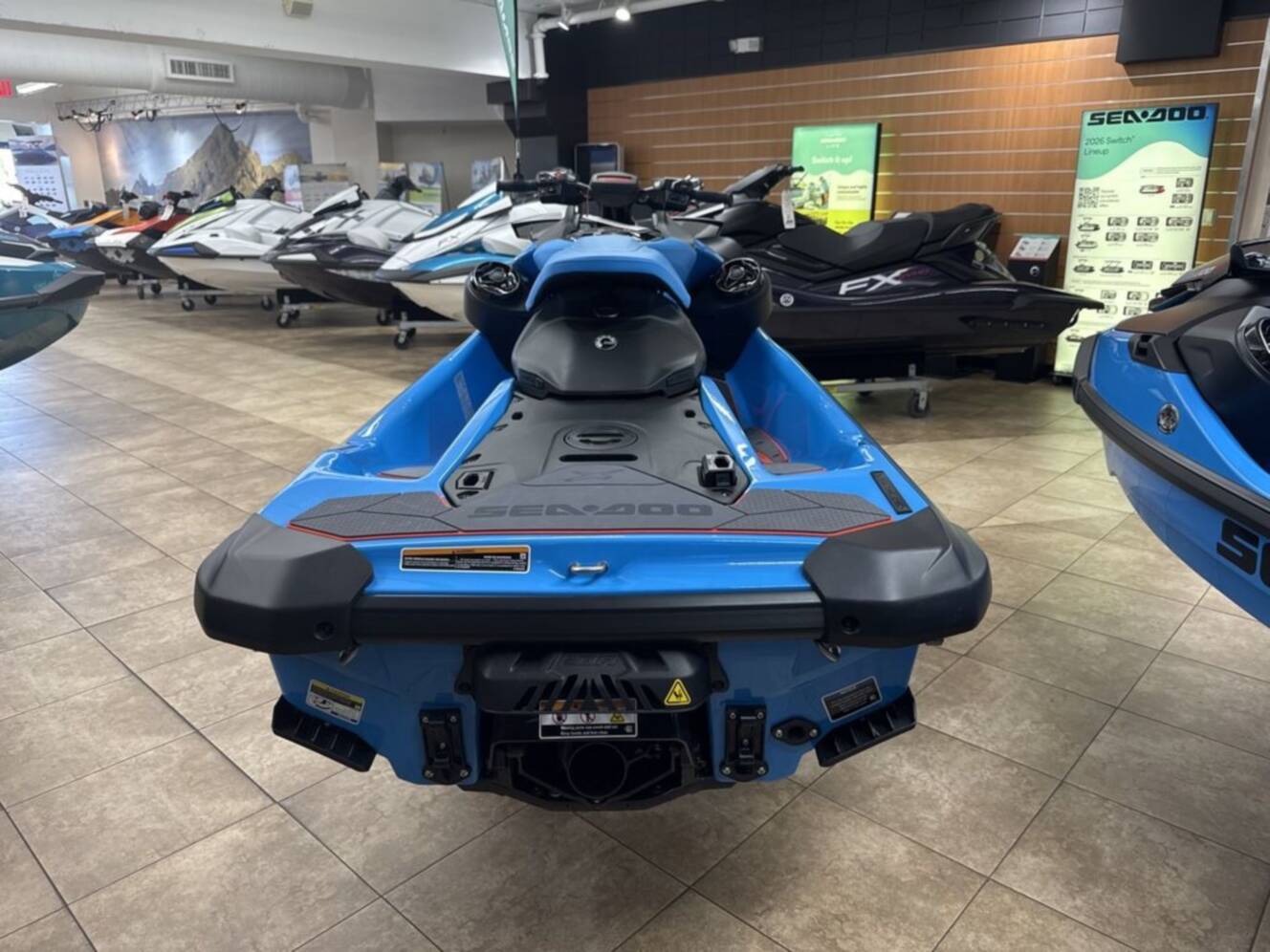 A photo of this 2026 Sea-Doo RXP-X 325 Tech, BRP Premium A, iBR Gulfstream Blue P