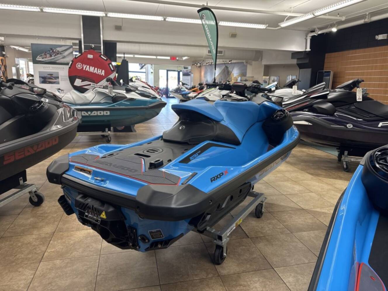 A photo of this 2026 Sea-Doo RXP-X 325 Tech, BRP Premium A, iBR Gulfstream Blue P