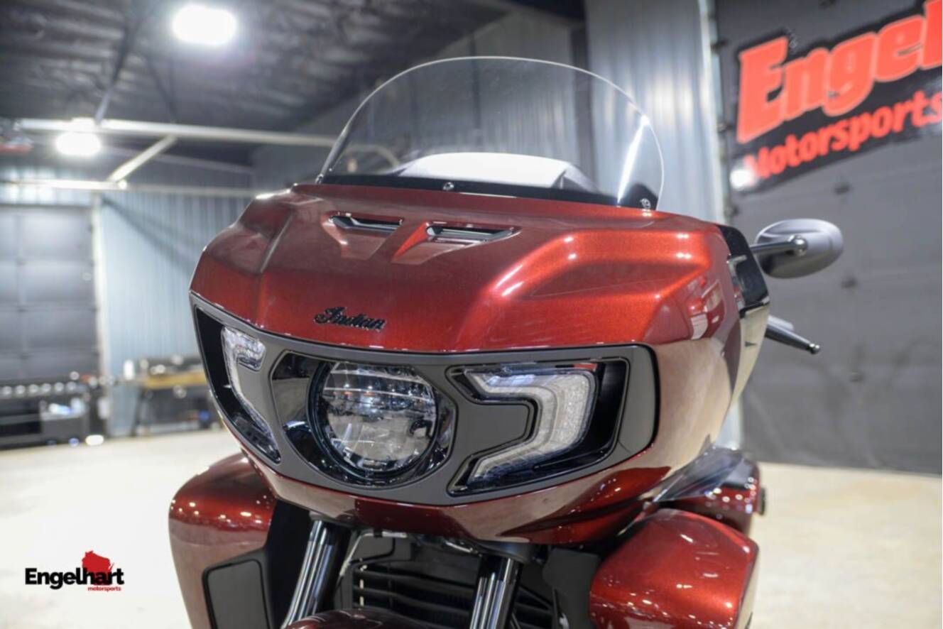 A photo of this 2026 Indian Motorcycle Pursuit® Dark Horse® with 112 and Powerband Audio Pack