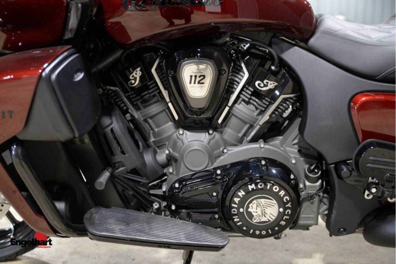 A photo of this 2026 Indian Motorcycle Pursuit® Dark Horse® with 112 and Powerband Audio Pack