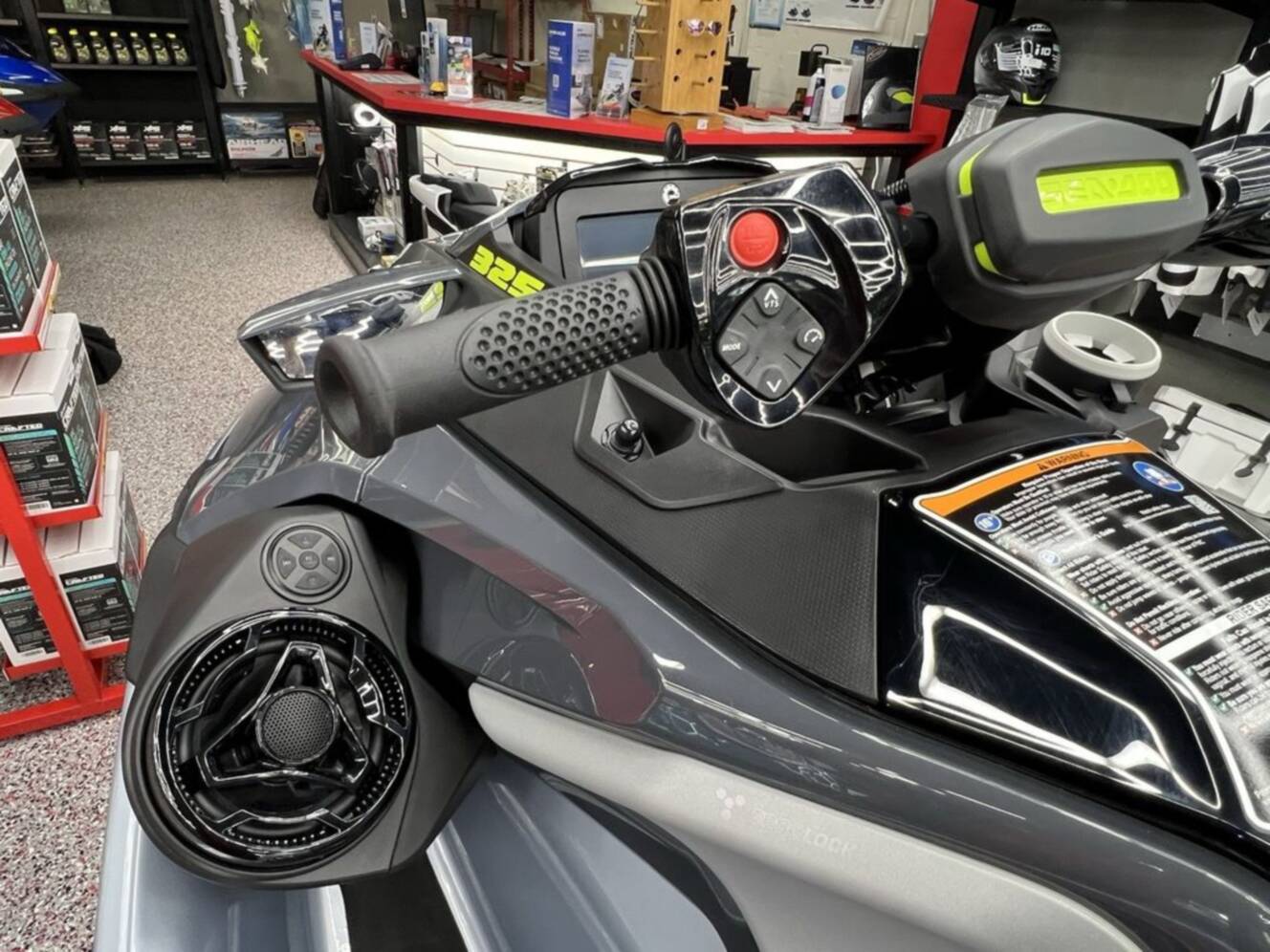 A photo of this 2025 Sea-Doo RXT-X 325 Ice Metal / Manta Green