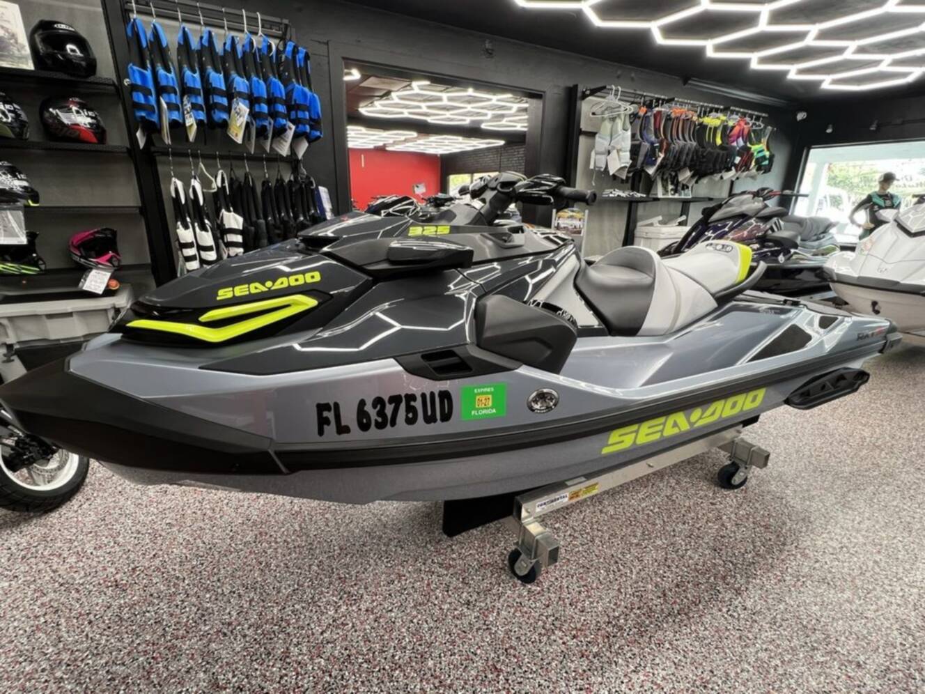 A photo of this 2025 Sea-Doo RXT-X 325 Ice Metal / Manta Green