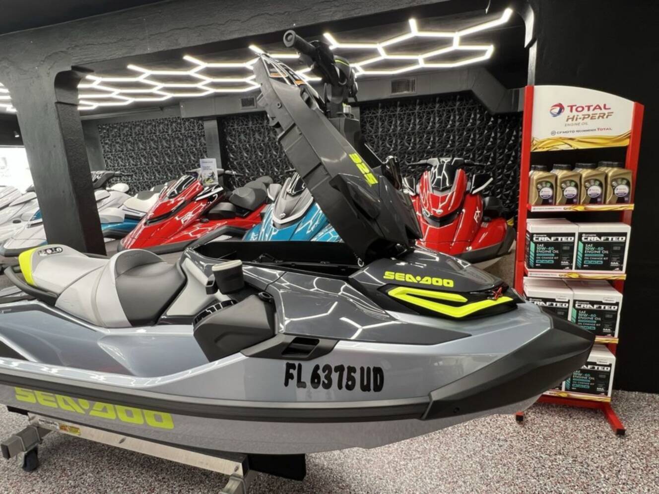 A photo of this 2025 Sea-Doo RXT-X 325 Ice Metal / Manta Green