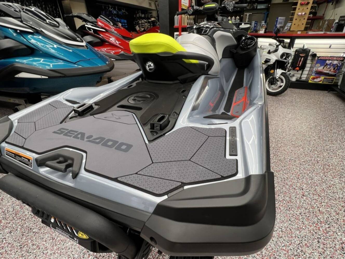 A photo of this 2025 Sea-Doo RXT-X 325 Ice Metal / Manta Green