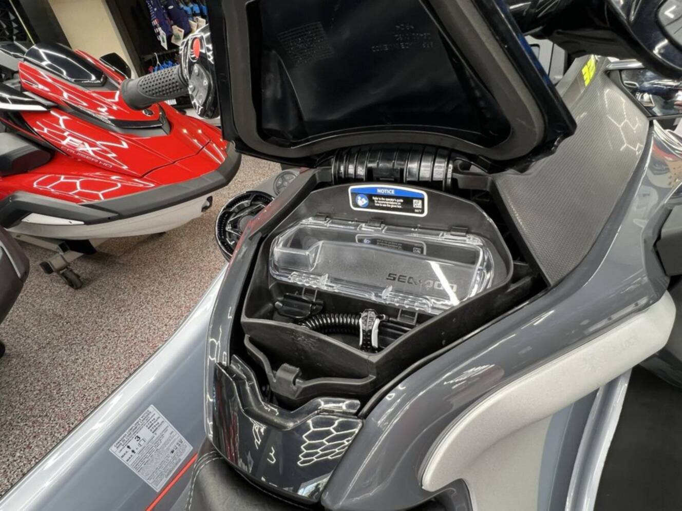 A photo of this 2025 Sea-Doo RXT-X 325 Ice Metal / Manta Green