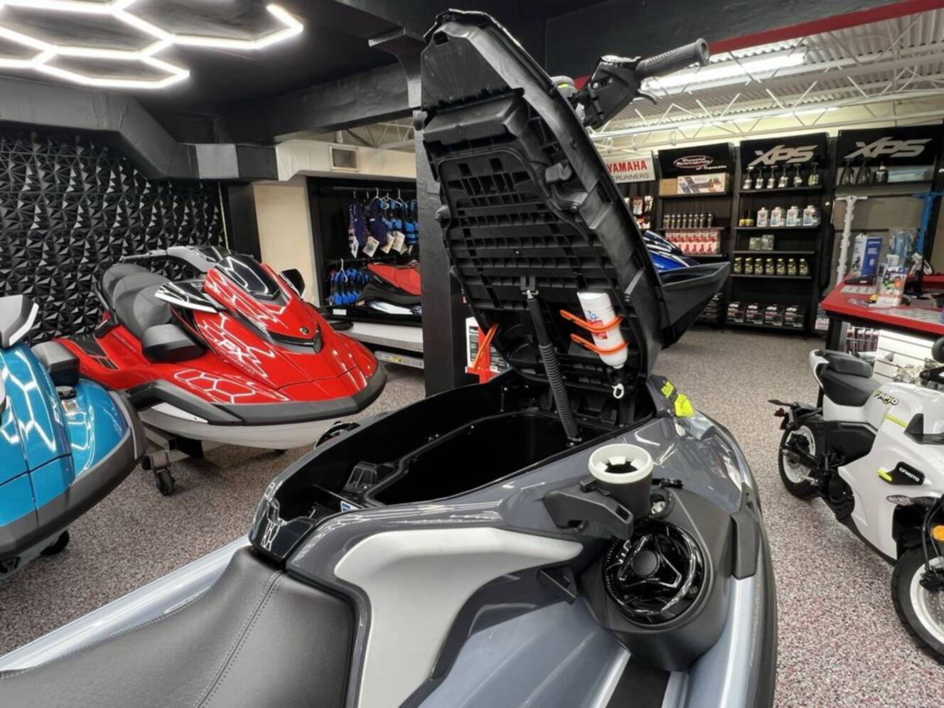 A photo of this 2025 Sea-Doo RXT-X 325 Ice Metal / Manta Green