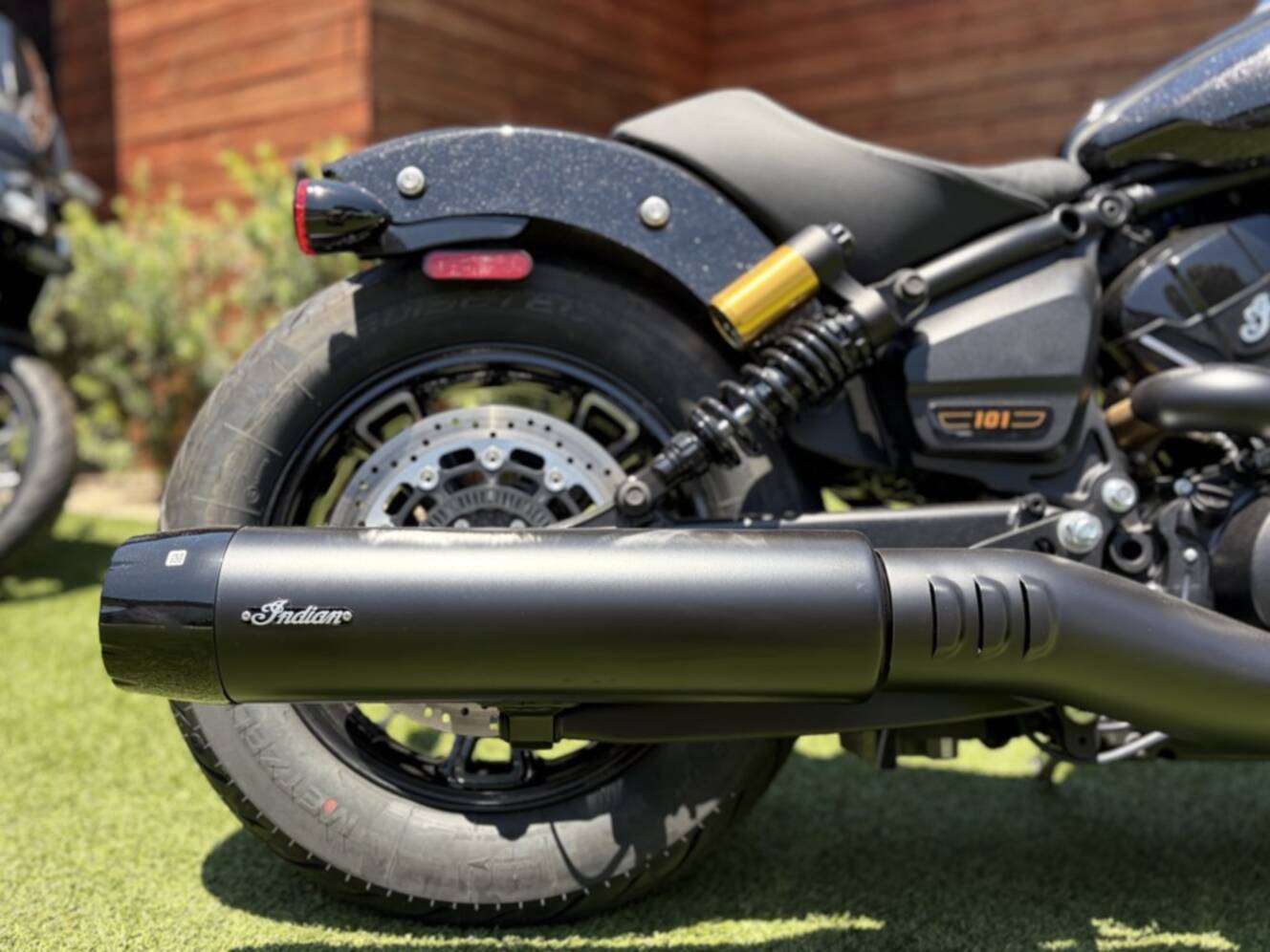 A photo of this 2026 Indian 101 SCOUT ONXY BLACK CRYSTAL