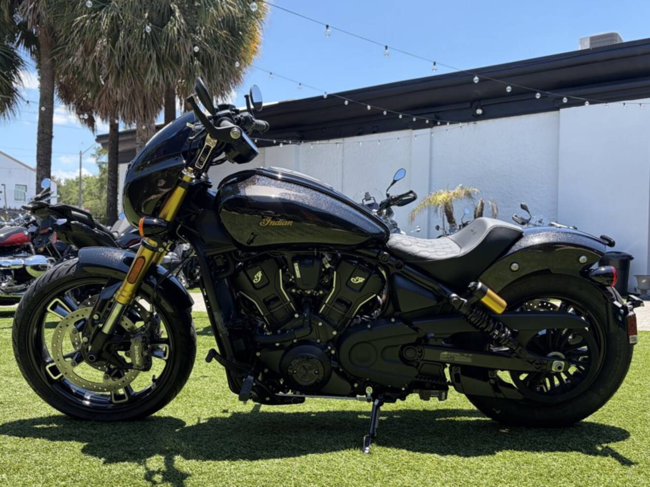A photo of this 2026 Indian 101 SCOUT ONXY BLACK CRYSTAL