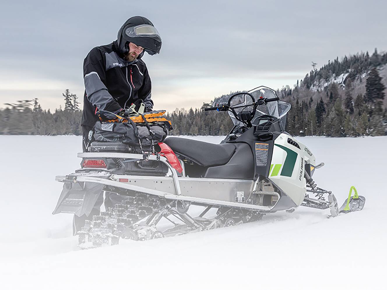 A photo of this 2025 Polaris 550 Voyageur 144 ES