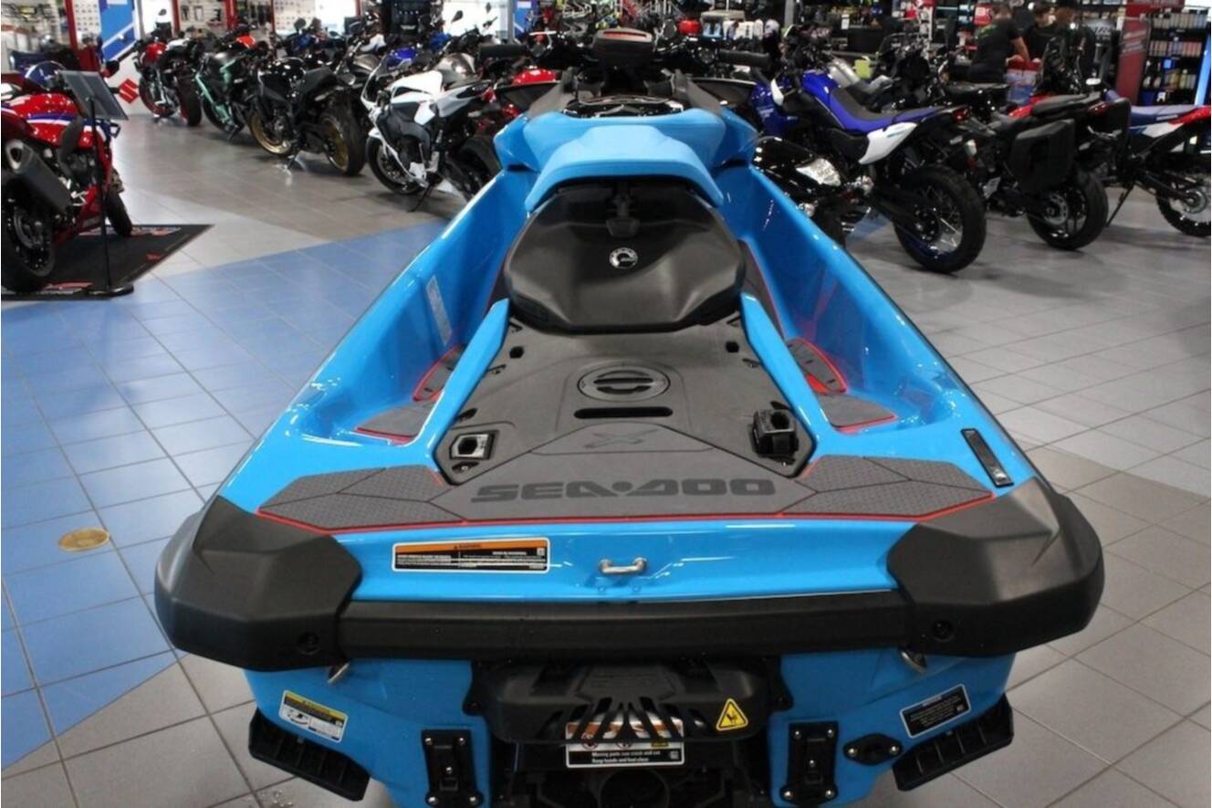 A photo of this 2026 Sea-Doo RXP-X 325 iBR Gulfstream Blue Premium