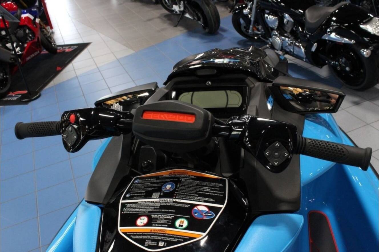 A photo of this 2026 Sea-Doo RXP-X 325 iBR Gulfstream Blue Premium