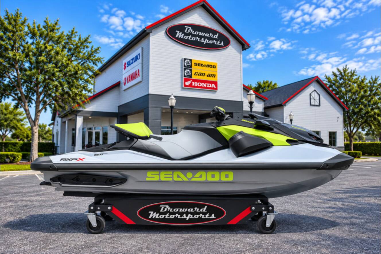 A photo of this 2026 Sea-Doo RXP-X 325 Tech, BRP Premium A, iBR Ice Metal / Manta