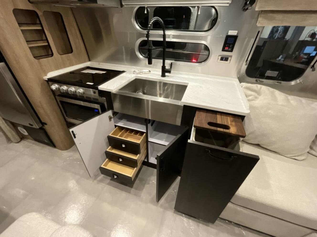 A photo of this 2023 Airstream Pottery Barn 28RBQ