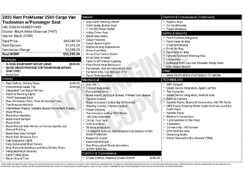 2025 RAM PROMASTER 2500