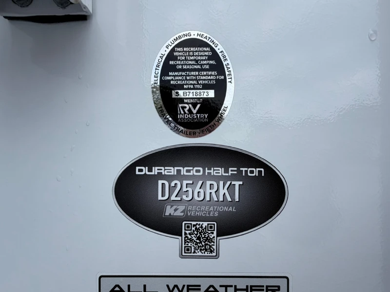 2027 KZ RV Durango D256RKT Half-Ton