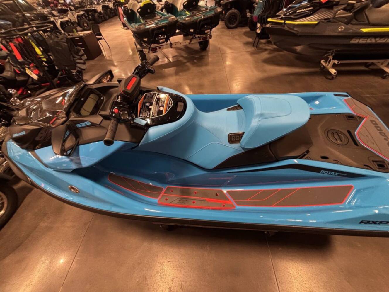 A photo of this 2026 Sea-Doo RXP-X 325 Ibr Gulfstream Blue Premium