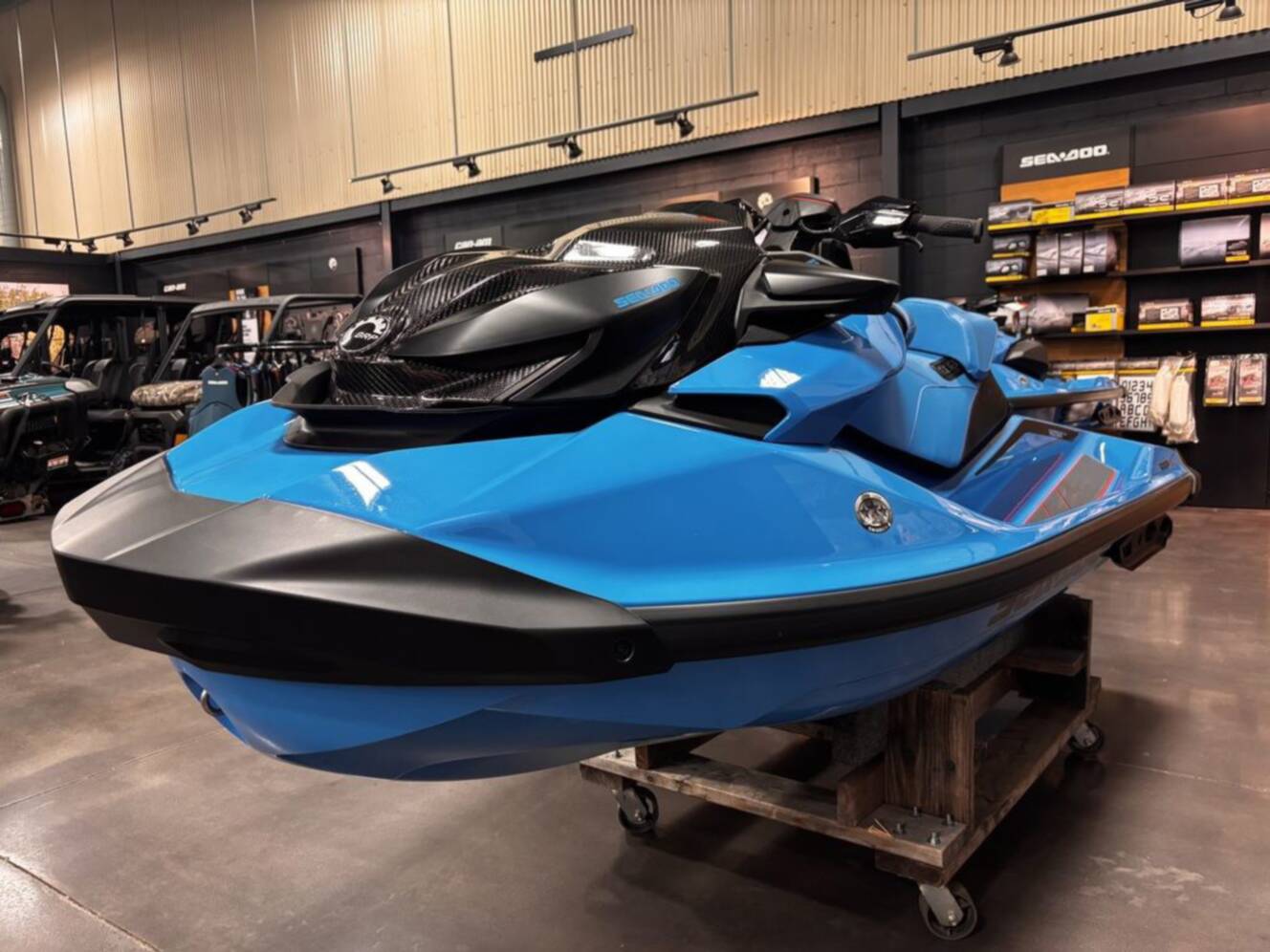 A photo of this 2026 Sea-Doo RXP-X 325 Ibr Gulfstream Blue Premium