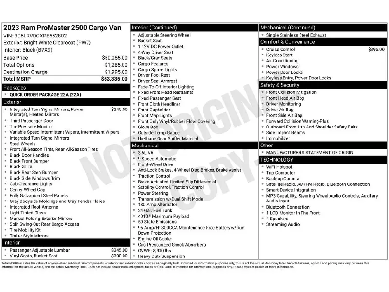 2023 RAM PROMASTER 2500