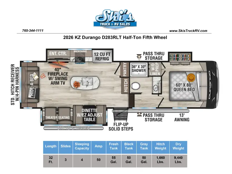 2026 KZ RV Durango D283RLT Half-Ton