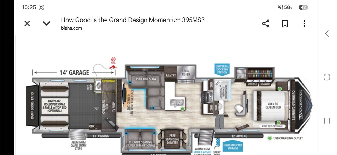 A photo of this 2023 Grand Design MOMENTUM M-CLASS 395MS