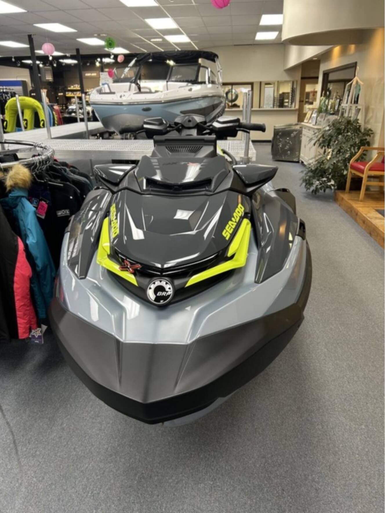 A photo of this 2026 Sea-Doo RXP-X 325 w/ Sound System-Ice Metal/ Manta Green