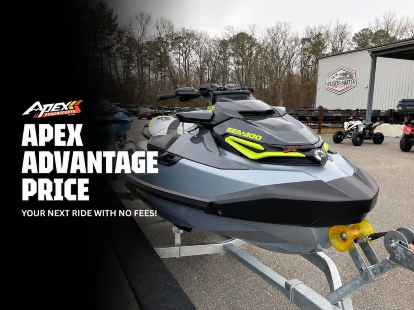 A photo of this 2026 Sea-Doo RXT-X 325 Ice Metal / Manta Green