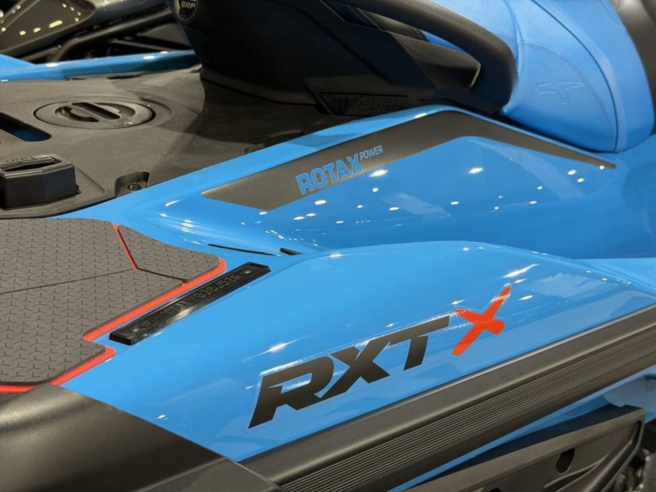 A photo of this 2026 Sea-Doo RXT-X 325 Gulfstream Blue Premium