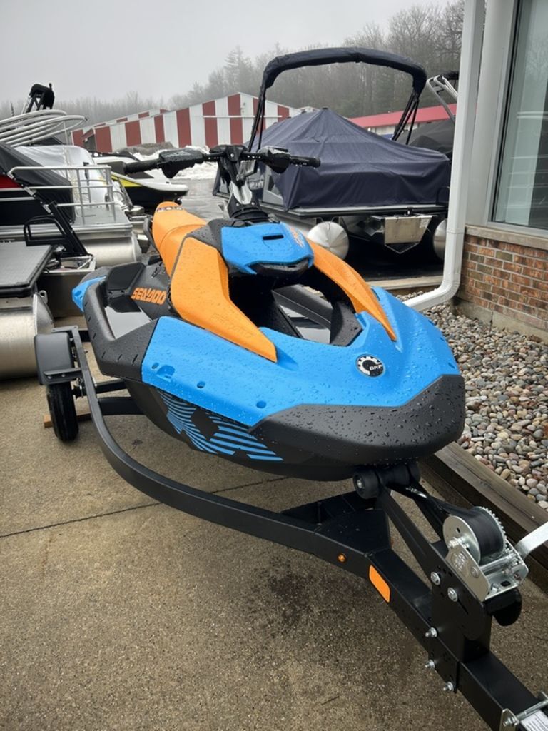 2026 Sea-Doo Spark 3up Trixx 90-Gulfstream Blue/ Orange Crush in houghton lake MI