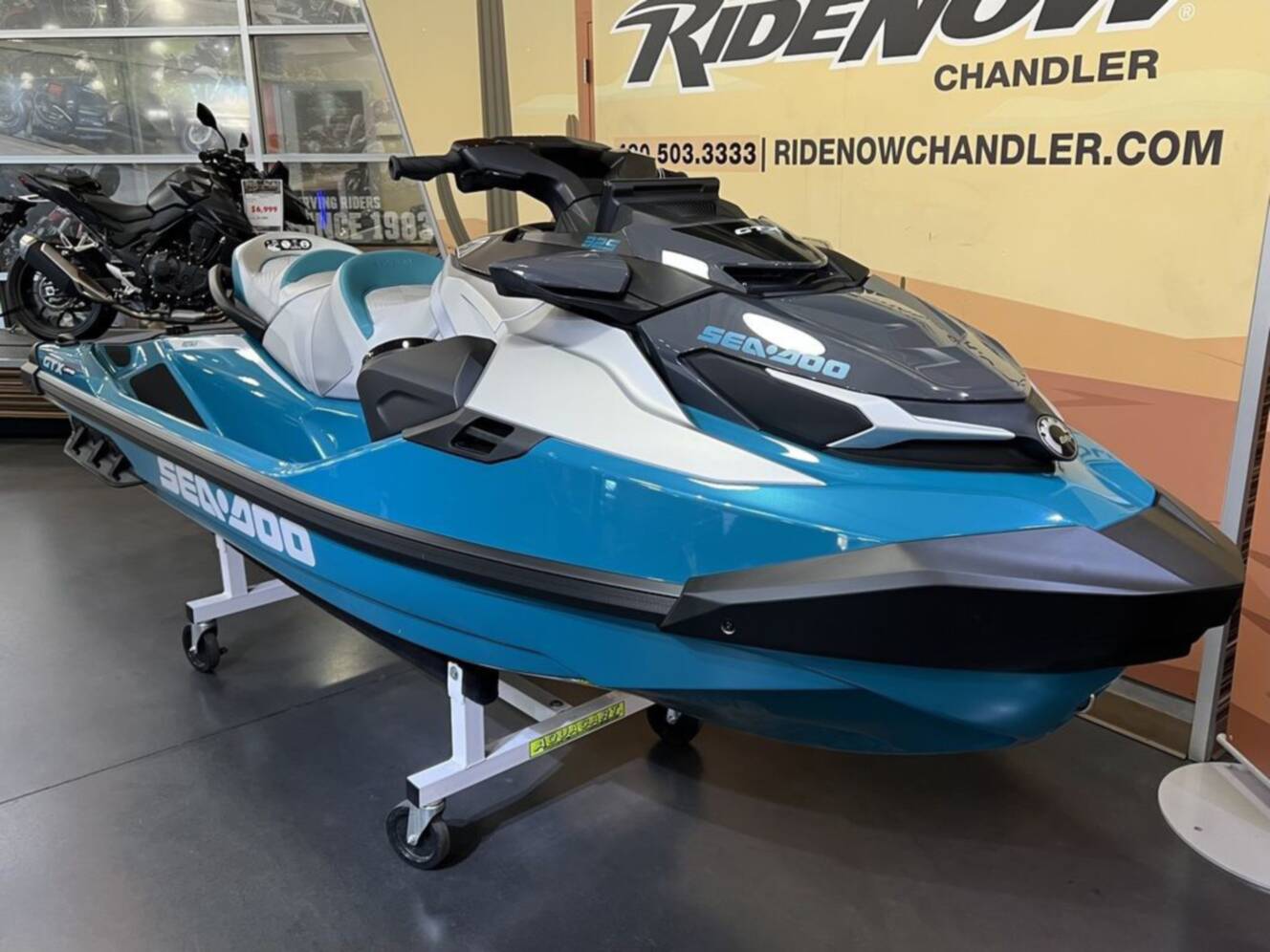 A photo of this 2026 Sea-Doo GTX Limited 325 Teal Metallic
