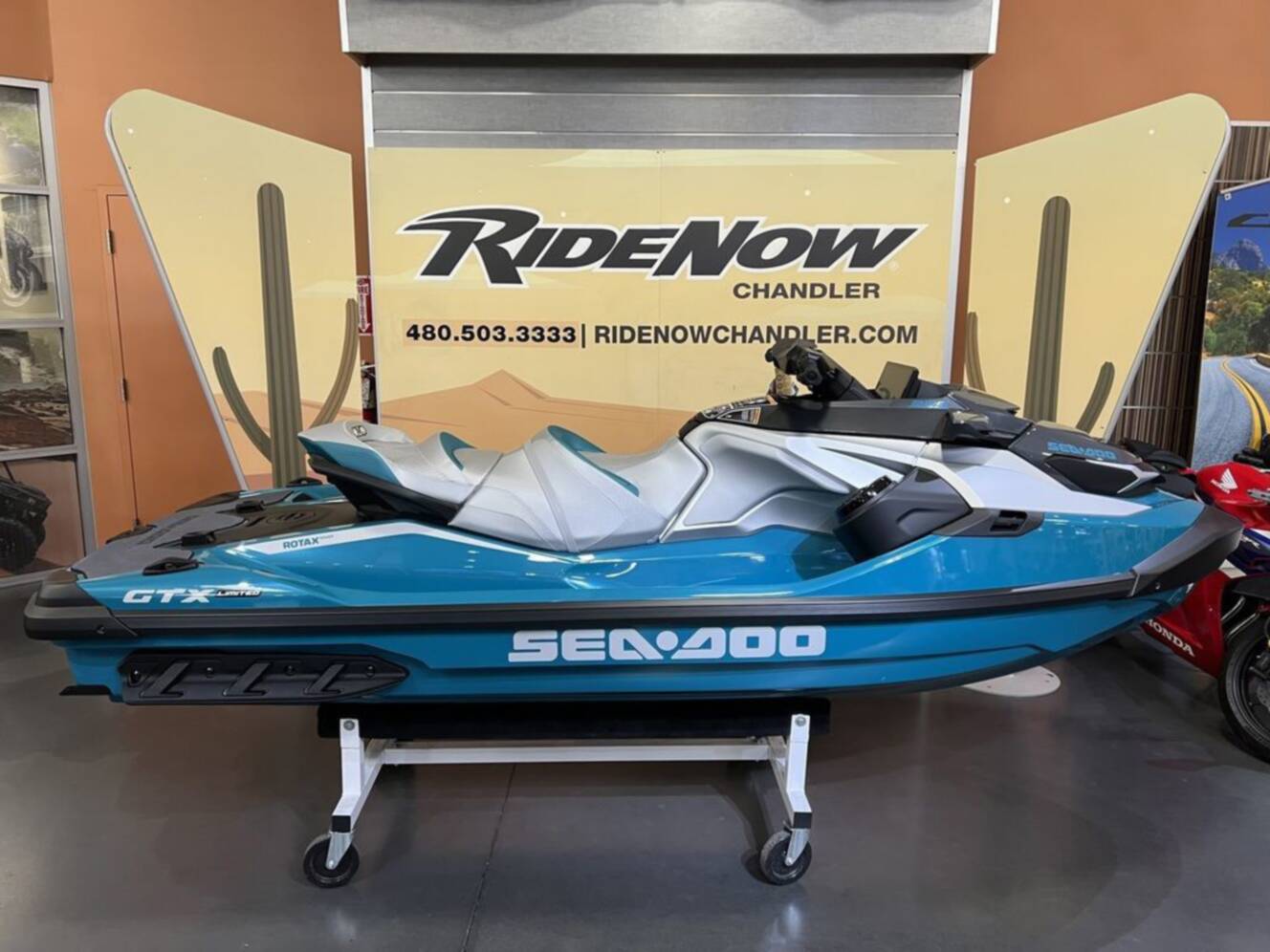 A photo of this 2026 Sea-Doo GTX Limited 325 Teal Metallic